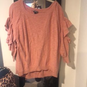 Open Ruffled Sleeve Sweater